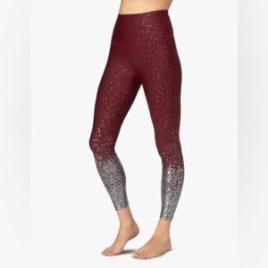 Beyond Yoga Burgundy and Silver Leggings
